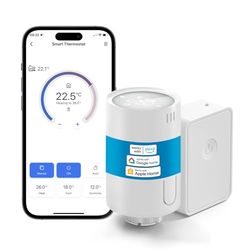 Meross Tête Thermostatique Connectée (avec HUB), Thermostat Intelligent Compatible avec HomeKit, Alexa et Google Home, Thermostat Radiateur à Eau Chaude avec Commande Vocale et Contrôle à Distance