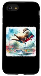 iPhone SE (2020) / 7 / 8 Otter Skateboarding In A Skate Park. Trick Graffiti Case