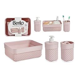 Set da bagno rosa plastica (3 pz)