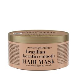 OGX Brazilian Keratin Smooth Hair Mask (300 ml) Moisturising Hair Mask with Keratin Protein for Frizzy, Curly or Wavy Hair
