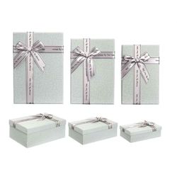 Pincello Lot de 3 boîtes décoratives Gris foncé en Carton nœud