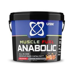 USN Muscle Fuel Anabolic Caramel Cacahuète Tout-en-un Shake de Protéines en Poudre (4kg) : Poudre protéinée anabolique pour la prise de muscle - Nouvelle formule améliorée.