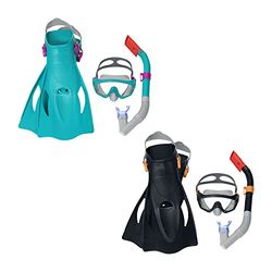 BESTWAY - Duikmaskerset met snorkel en vinnen - Duikaccessoire - 25020 - Willekeurig model - 14 jaar en + - Siliconen - 42 cm - Kindvolwassene - Snorkelen - Sportartikel