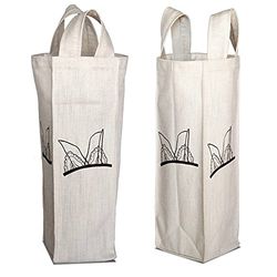 Bonamaison Bolsa de Vino de Lona de algodón Impresa digitalmente, Bolsa de Botella, Tapas de Botella de Vino, Bolsa de Soporte de Vino, tamaño: 16,5 x 31,5 x 7,5 cm