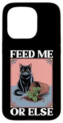 Feed Me Or Else Plante pour Chat Chaton Plantes Amoureux des chats Coque pour iPhone 15 Pro