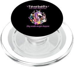 Unicorn Teacher Make Magic Happen, bonito bojo con estampado floral PopSockets PopGrip para MagSafe