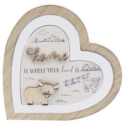 Lesser & Pavey Highland Cow 3D Wooden Heart Plaque | Home Decor Gift for Shelves | Stylish Living Room Accessory | Perfect for Adding Charm to Any Interior