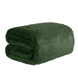 Dreamscene Jeté de lit Doux et Chaud en Vison gaufré pour canapé-lit – 150 x 200 cm – Vert forêt