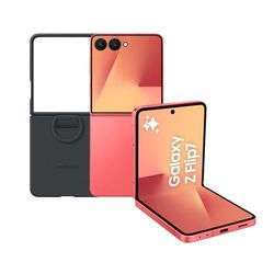 Samsung Galaxy Z Flip7 con Silicone Ring Case Black, Smartphone AI con 3 anni di Garanzia del produttore, RAM 12GB, 512GB, Coralred