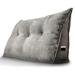 Björn&Schiller cojín de Respaldo, cojín de Lectura para Cama y sofá, Almohada de Lectura para Cama (Gris, 100 cm)