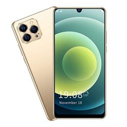 IP12 Pro + Smartphone Desbloqueado, 6.26in FHD Waterdrop Screen Reconocimiento Facial, 1 + 8GB Dual Card Dual Standby Smart Phone, Android 8.1, WiFi + BT + FM + GPS(Oro)