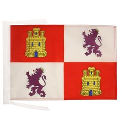 Castilië en Leon Vlag 45x30 cm koorden - Spaanse regio Castilië y León KLEINE vlaggen 30 x 45 cm - Banier 18x12 in Hoge kwaliteit - AZ FLAG