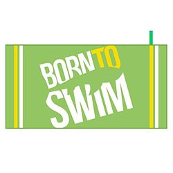 BornToSwim Mikrofiber badhandduk handduk mjuk towel, grön med Born To Swim logotyp, 70 x 140 cm