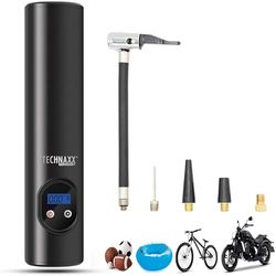 Technaxx batterikompressor för bilar, cyklar, motorcyklar, bollar - mini elektrisk luftpump med 6000 Li Ion batteri - integrerad arbetslampa med 6 lysdioder - bärbar batteri luftkompressor TX-157