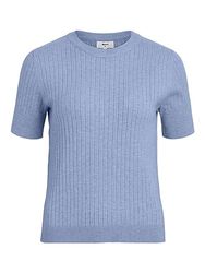 Objnoelle S/S Knit T-Shirt Noos, Brunnera Blue/Detail: melange, S