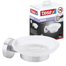 tesa® Moon zeephouder, roestvrijstalen look, zelfklevend, 128 mm x 109 mm x 53 mm