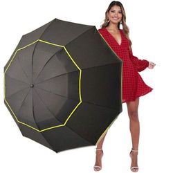 Kalolary Ombrello da golf extra grande compatto da 157 cm, a doppia cupola, ventilato, antivento, impermeabile, per donne e uomini
