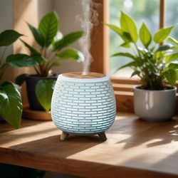 Zen'Arôme Lola diffuser voor etherische olie, ultrasone diffuser, koude aromatherapie, elektrisch, USB, 2 diffusiemodi, automatische uitschakeling, ledverlichting, stil en compact
