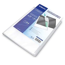WAYTEX 931444 Documentenmap, A4, personaliseerbaar, voor 80 foto's, 40 hoezen, omslag, polypropyleen, transparant