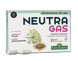 Naturando Neutragas Para La Eliminación De Los Gases con Fermentos lácteos tindalizados,Clorofila, melisa, Hinojo, el Anís y la Menta - 30 Cápsulas