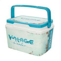 AKTIVE Stijve strandkoelkast, 5 l, klassieke stijl, robuuste kunststof, isolatie van polyurethaan, houdt tot 15 uur koud, deksel met veilige sluiting, design in blauwe tinten (62392)