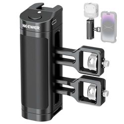 NEEWER Impugnatura Laterale con Pulsante di Scatto Remoto Wireless per Smartphone Cage Video Rig,2 Adattatori con Viti 1/4" e Perni di Posizionamento, Side Handle Compatibile con SmallRig Cage, PA005E