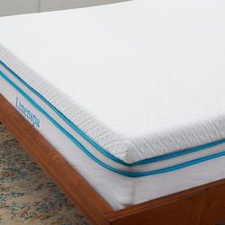 Linenspa Matrastopper 90 x 190 cm, 7,5 cm hoog, matrastopper met gel traagschuim en wasbare overtrek met ritssluiting, Oeko-Tex, wit