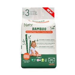Naty Bamboo pieluchy z wiskozy bambusowej - miękkie i jedwabiste w dotyku, pieluchy roślinne, testowane dermatologicznie dla wrażliwej i super chłonnej skóry (rozmiar 3, 80 sztuk)