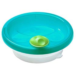 primamma Warmhoudbord voor baby's, babyservies om de maaltijd warm te houden, babybord met zuigring voor antislip stand, vanaf 6 maanden, petrol, 1 stuk (1 stuk)