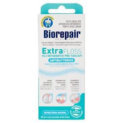 Biorepair, Extra Floss, Fili Ortodontici Pre-Tagliati, 50 Pezzi, Filo Interdentale Antibatterico, Protezione Attiva, Inibisce la Crescita Batterica Fino al 90%, Confezioni 100% Riciclabili