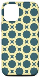 Custodia per iPhone 13 Pro Teal Blue Yellow Cream Memphis Postmodern Pattern