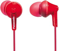 Panasonic RP-HJE125E-R Ergofit In Ear Wired Earphones with Powerful Sound, Comfortable Non-Slip fit, Includes 3 Sized Ear Buds - Red