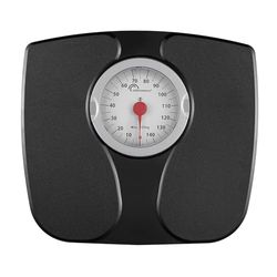 LITTLE BALANCE 8727 Confort 150, Pèse-personne mécanique, Balance avec écran XL, Forme compacte, 150 kg, Noir