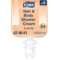 Tork Gel de Ducha para Cuerpo y Cabello 3 en 1 Luxury S4, Aroma Argán y Vainilla, 6 × 1000 ml, 424661