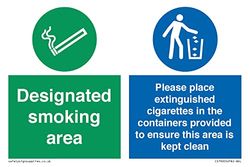 Designated smoking area Please place extinguished cigarettes in the containers provided to ensure...