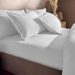 Silentnight Sábana Bajera Ajustable de algodón Lavado, Suave, Elegante, cómoda, Ajuste Profundo con Esquinas elásticas, Tela Transpirable, Lavable a máquina, colchón de Cama King, Color Blanco
