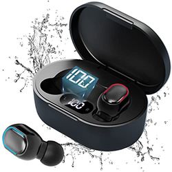 StrawExpert Ecouteurs Bluetooth sans Fil Sport, IPX7 Étanches, Oreillette Bluetooth sans Fil avec Réduction Bruit, Ecoutéur Bluétooth Stéréo à l'oreille Intégrés HD Mic iOS/Android Noir