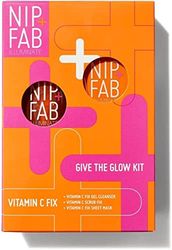 Nip+Fab Vit C 3 Piece Starter Kit | Contains Vit C Fix Cleansing Fix, Scrub, Sheet Mask | Face Skin Exfoliating, Brightening, Hydrating, Toning, Vitamin C for Skin Care | Vegan and Cruelty Free