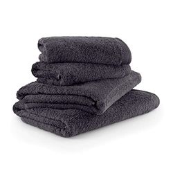 Möve Superwuschel Lot de 2 Serviettes de Douche 80 x 150 cm et 2 essuie-Mains 50 x 100 cm Fabriqué en Allemagne 100% Coton Gris foncé