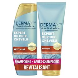 DermaXPro by Head & Shoulders Revitalise Shampoing Antipelliculaire 250ml + Après-Shampoing Léger 220ml à la Caféine et Complexe de Céramides, Hydrate le Cuir Chevelu Sec et les Cheveux Fins