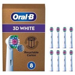 Oral-B Pro 3D White Recambios para Cepillo Eléctrico de Dientes, Pack de 8 Cabezales, Blanco - Originales (Tamaño Buzón)