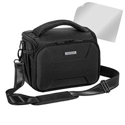 PEDEA Custodia per fotocamera DSLR "Guard" con pellicola protettiva per Canon EOS 5D 5D Mark II 400D 2000D / Nikon D60 D80 D90 D3100 D3200 D3300 D3400 D5300 D7100 / Pentax K 30K 500, XL Nero