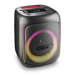 NGS Wild Swag Go - Draagbare Luidspreker, Bluetooth 5.0 Compatibel, Echte Draadloze Stereo, LED Verlichting & Display, USB, TF & Auxiliary Audio Input, 24 x 23 x 30 cm, 80 W, Zwart