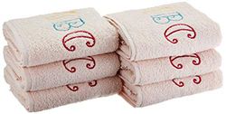 Eurofirany Oeko-Tex Cotton Children's Towel Soft Pattern Thick Set of 6, Pink, 50X90 cm