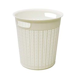 JVL Knit Design Loop Plastic Round Bin 12L, Ivory 30 x 29cm, One size