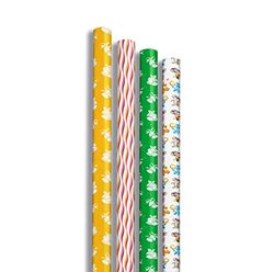 Clairefontaine 202037AMZC – Caja de 12 rollos de papel de regalo – Papel Excellia 80 g – Tamaño: 2 x 0,70 m – Patrón: niño, vintage, campanas, animales – Embalaje de regalo