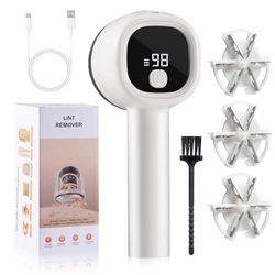 Diboniur Electric Lint Remover for 3 Adjustable Power Levels, USB Rechargeable Electric Lint Remover with LCD Digital Display, Lint Remover with 2 Replaceable Blades