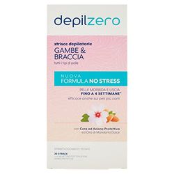Depilzero Strisce Depilatorie Gambe e Braccia, 20 Strisce + 4 Salviettine
