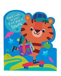 UK Greetings Eerste dag op school kaart voor hem/jongen met envelop - schattig tijger cartoon ontwerp