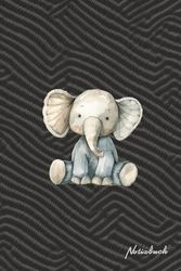 Notizbuch: Vintage-Baby-Elefant-Zeichnungshülle, 120 Seiten, 15,2 x 22,9 cm, gut für Schule, geschäftliche und persönliche Notizen und Tagebücher.